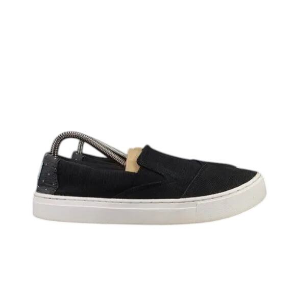 Toms Shoes Womens 8 Sneakers Slip On Casual Devon Canvas Black Comfort Active - Picture 1 of 12